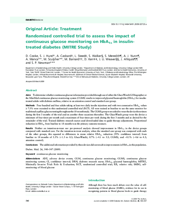 (PDF) Randomized controlled trial to assess the impact of continuous ...