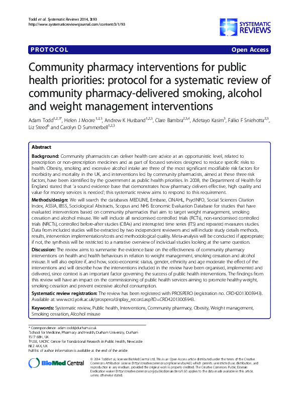 (PDF) Community pharmacy interventions for public health priorities ...
