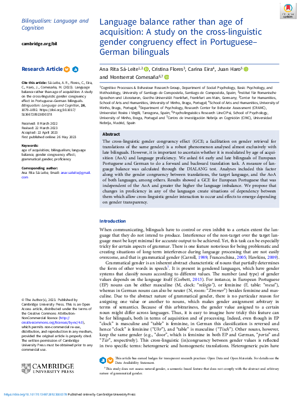 (PDF) Language balance rather than age of acquisition: A study on the ...