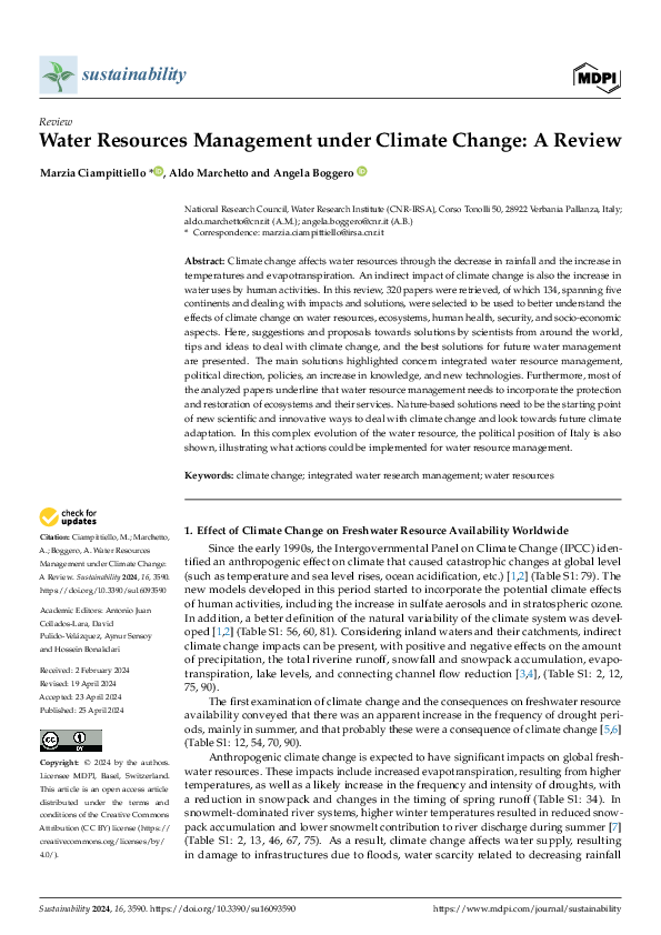 (PDF) Water Resources Management under Climate Change: A Review