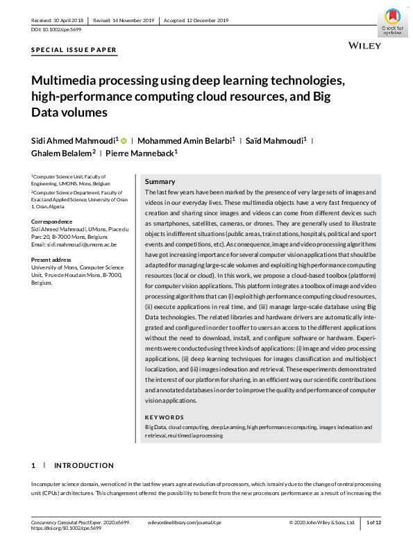 (PDF) Multimedia processing using deep learning technologies, high ...