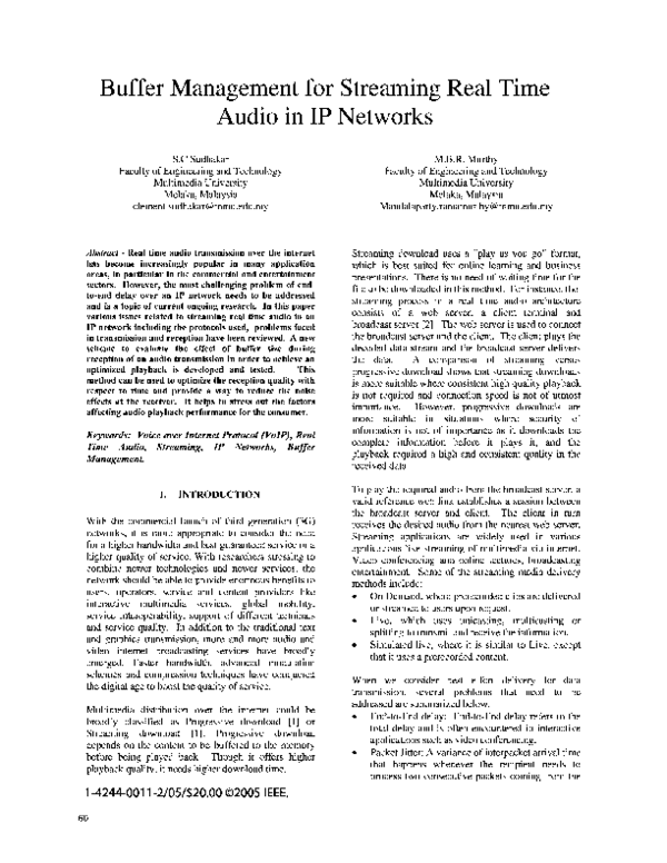 (PDF) Buffer management for streaming real time audio in IP networks