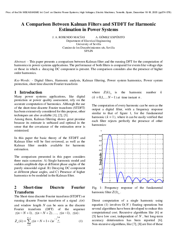 (PDF) A Comparison Between Kalman Filters and STDFT for Harmonic ...