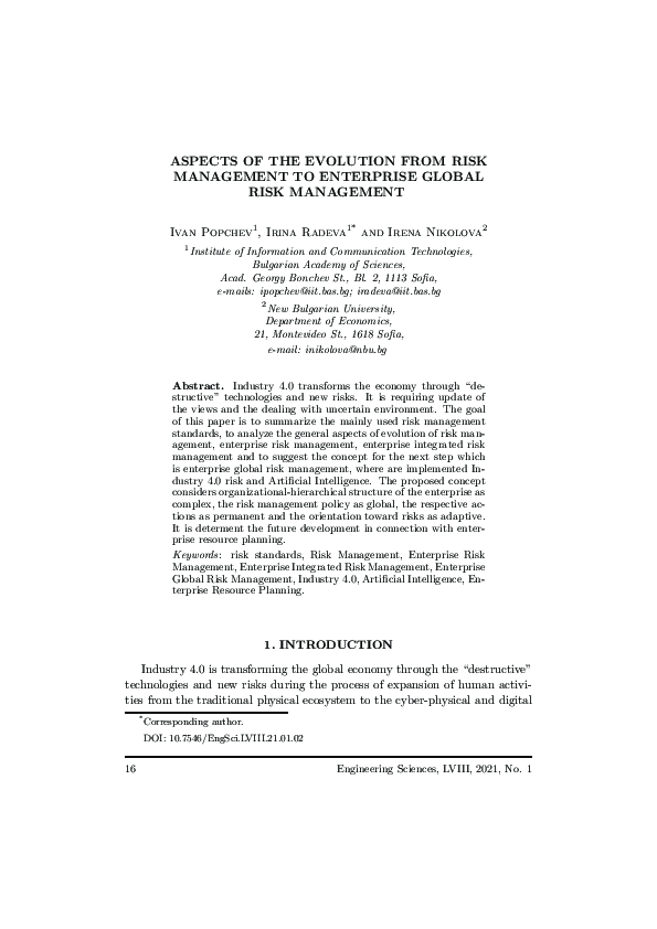 (PDF) Aspects of the Evolution from Risk Management to Enterprise ...