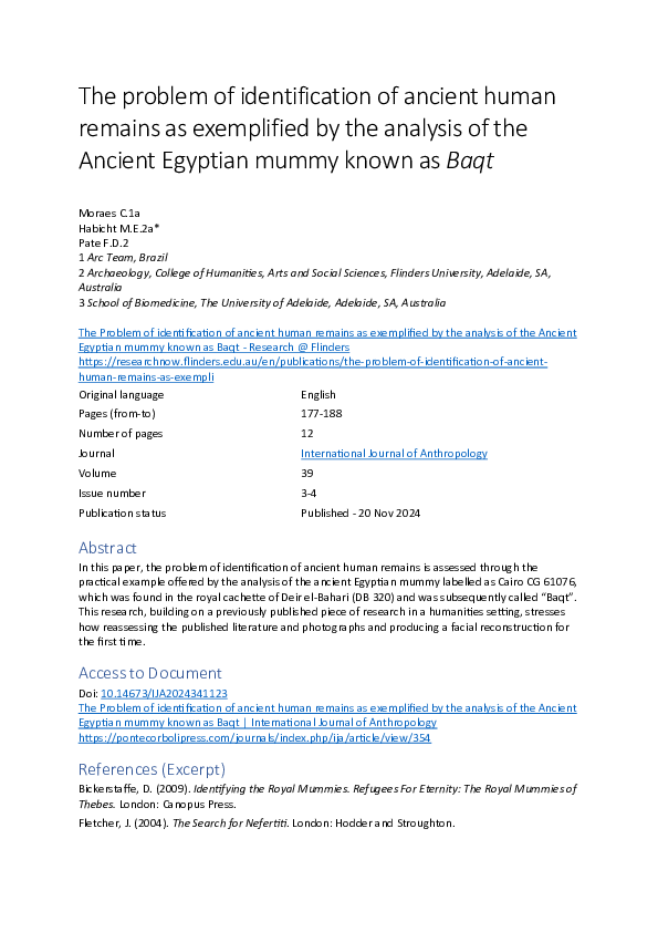 (PDF) The Problem of identification of ancient human remains as ...