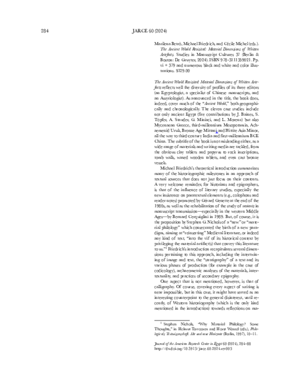 (PDF) Recension de M. BETRÒ et al. (eds.), The Ancient World Revisited ...