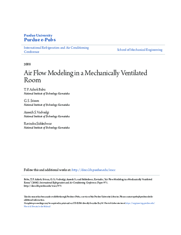 (PDF) Air Flow Modeling in a Mechanically Ventilated Room
