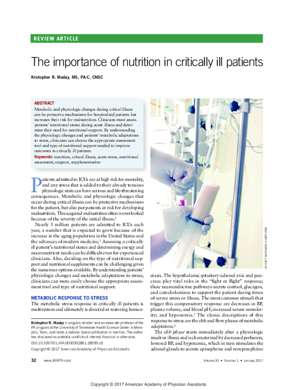 (PDF) The importance of nutrition in critically ill patients