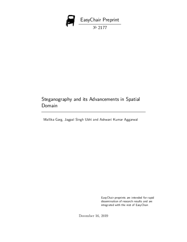(PDF) Steganography and its Advancements in Spatial Domain