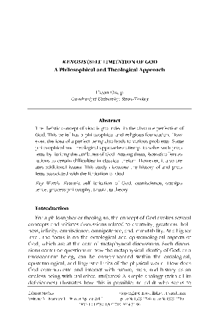 (PDF) Kenosis (Self-Limitation of God) A Philosophical and Theological ...