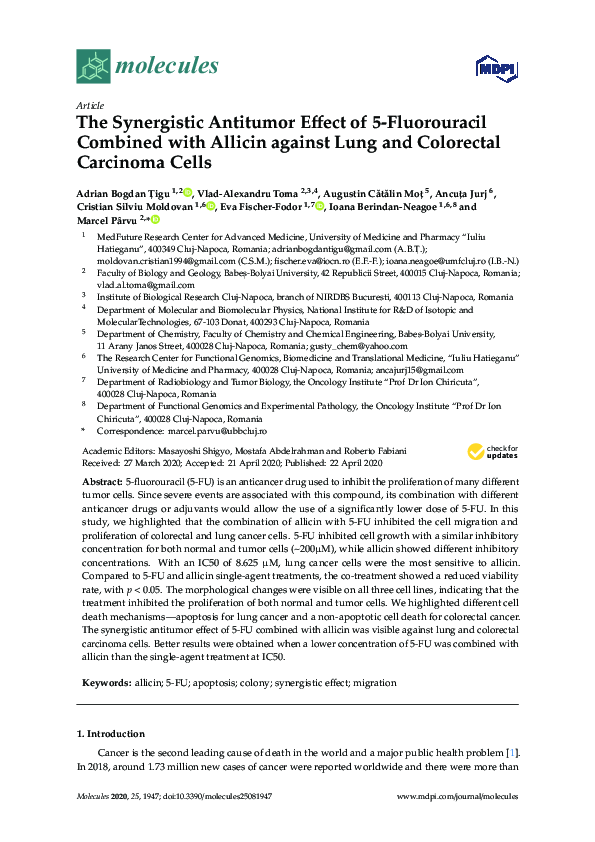 (PDF) The Synergistic Antitumor Effect of 5-Fluorouracil Combined with ...