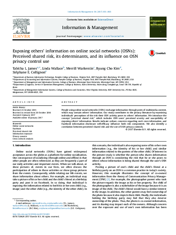 (PDF) Exposing others’ information on online social networks (OSNs ...