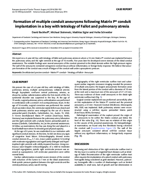 (PDF) Formation of multiple conduit aneurysms following Matrix P ...