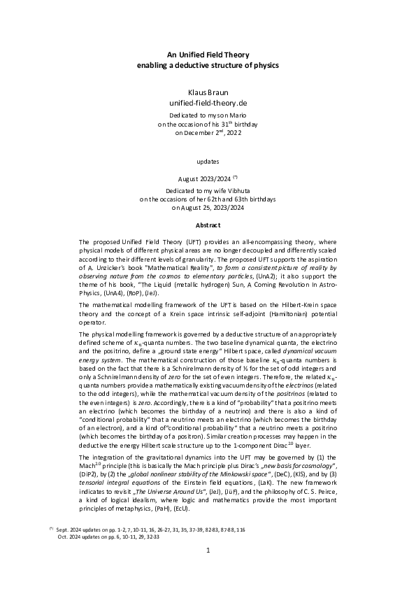 (PDF) An Unified Field Theory enabling a deductive structure of ...