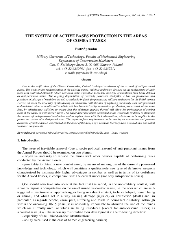 (PDF) The System of Active Bases Protection in the Areas of Combat Tasks