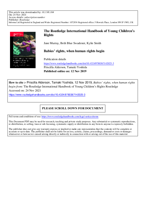 (PDF) The Routledge International Handbook of Young Children’s Rights