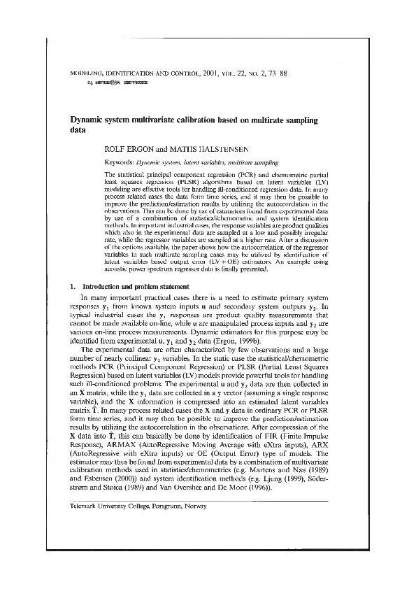 (PDF) Dynamic system multivariate calibration based on multirate ...