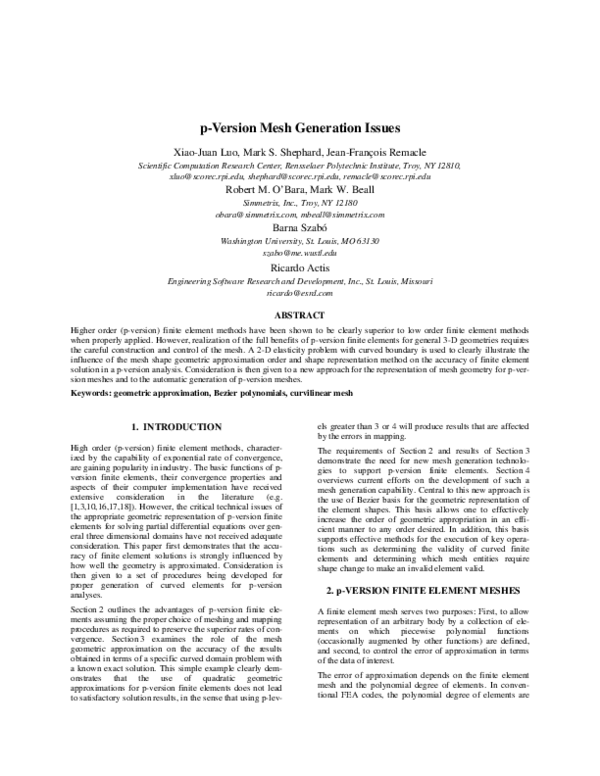 (PDF) P-Version Mesh Generation Issues
