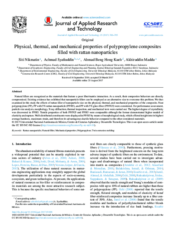 (PDF) Physical, thermal, and mechanical properties of polypropylene ...