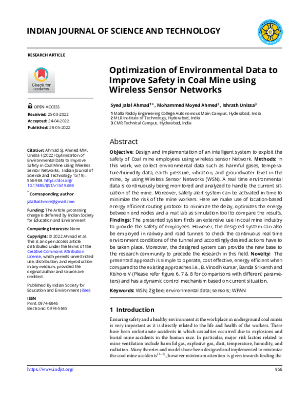 (PDF) Optimization of Environmental Data to Improve Safety in Coal Mine ...