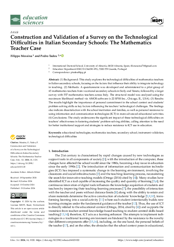 (PDF) Construction and Validation of a Survey on the Technological ...
