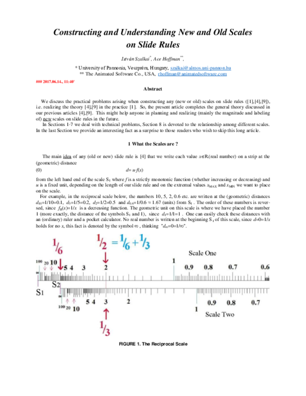 (PDF) Constructing and Understanding New and Old Scales on Slide Rules