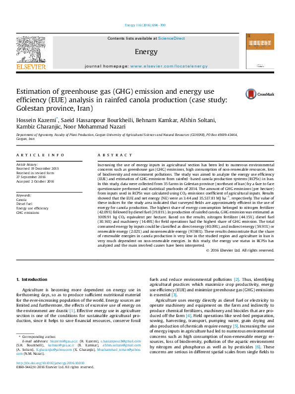 (PDF) Estimation of greenhouse gas (GHG) emission and energy use ...