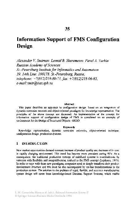 (PDF) Information Support of FMS Configuration Design