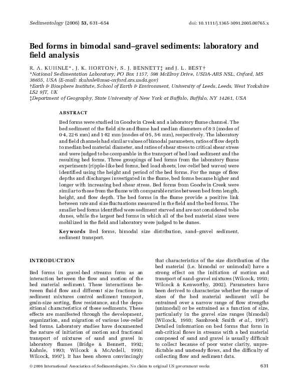 (PDF) Bed forms in bimodal sand–gravel sediments: laboratory and field ...