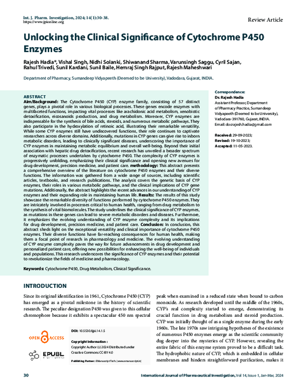 (PDF) Unlocking the Clinical Significance of Cytochrome P450 Enzymes