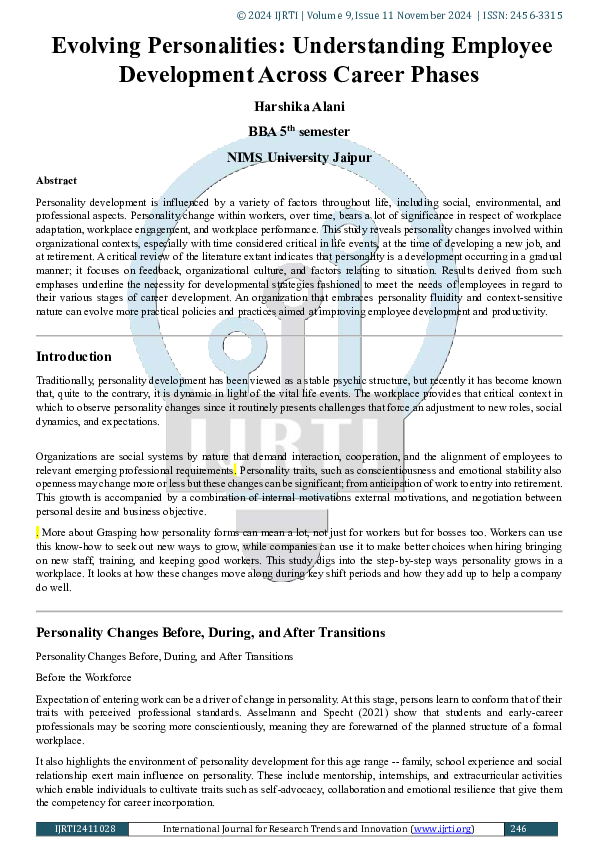 (PDF) Evolving Personalities: Understanding Employee Development Across ...
