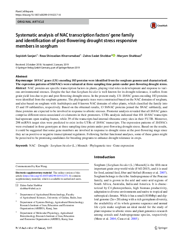 (PDF) Systematic analysis of NAC transcription factors’ gene family and ...