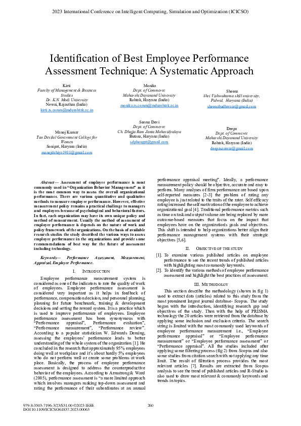 (PDF) Identification of Best Employee Performance Assessment Technique ...