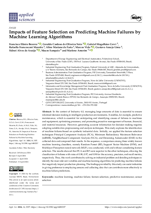 (PDF) Impacts of Feature Selection on Predicting Machine Failures by ...