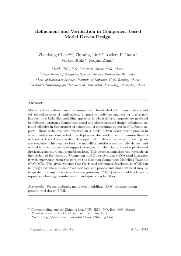 (PDF) Refinement and verification in component-based model-driven design