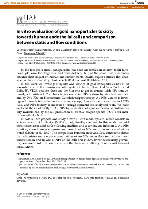 (PDF) In vitro evaluation of gold nanoparticles toxicity towards human ...
