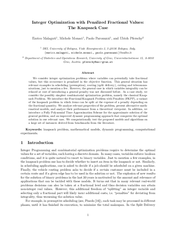 (PDF) Integer optimization with penalized fractional values: The ...