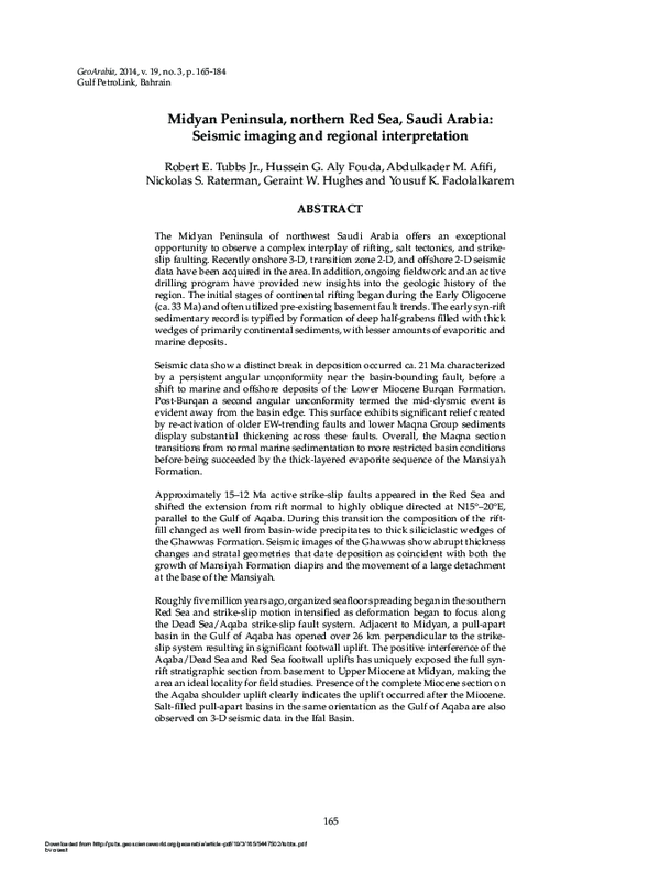 (PDF) Midyan Peninsula, northern Red Sea, Saudi Arabia: Seismic imaging ...