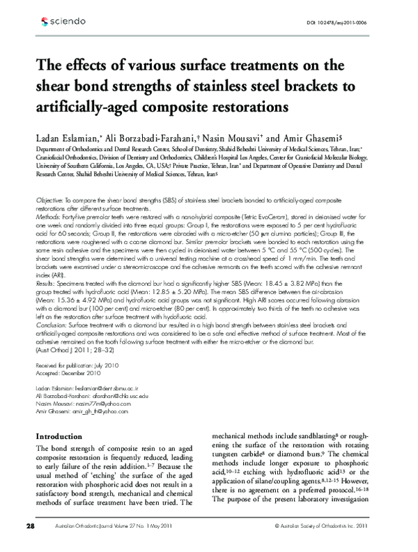 (PDF) The effects of various surface treatments on the shear bond ...