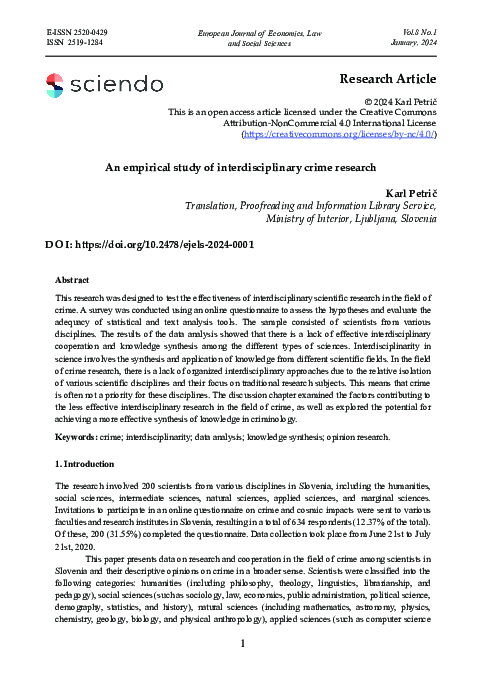 (PDF) An empirical study of interdisciplinary crime research
