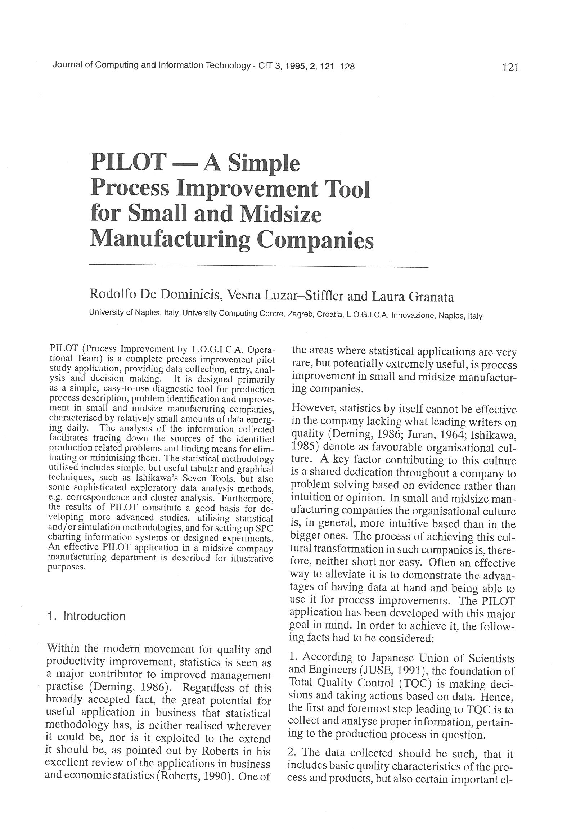 (PDF) PILOT : a simple process improvement tool for small and midsize ...