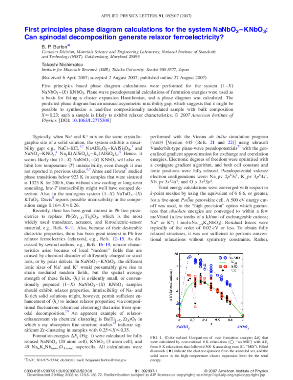 (PDF) First principles phase diagram calculations for the system NaNbO3 ...