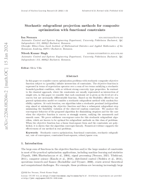 (PDF) Stochastic subgradient for composite convex optimization with ...