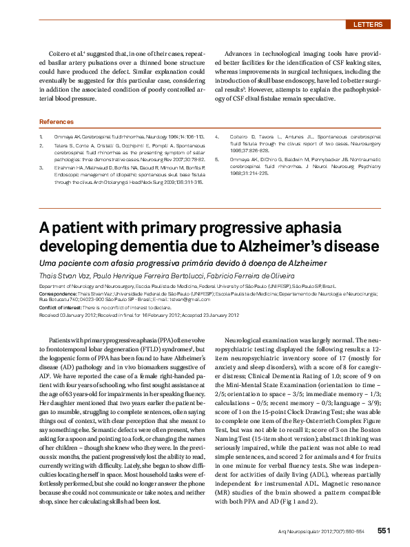 (PDF) A patient with primary progressive aphasia developing dementia ...