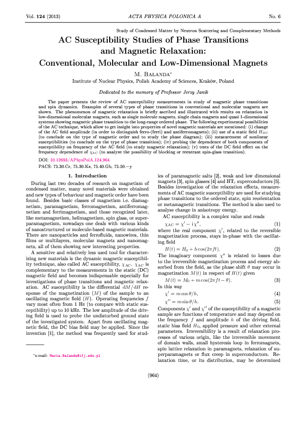 (PDF) AC Susceptibility Studies of Phase Transitions and Magnetic ...