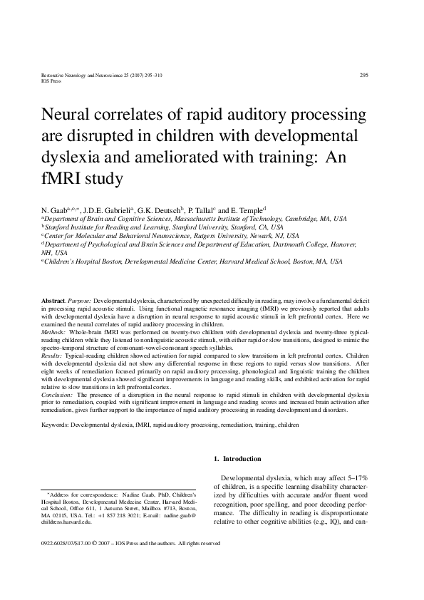 (PDF) Neural correlates of rapid auditory processing are disrupted in ...