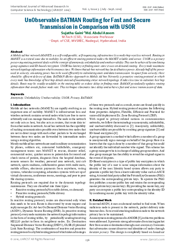 (PDF) UnObservable BATMAN Routing for Fast and Secure Transmission in ...