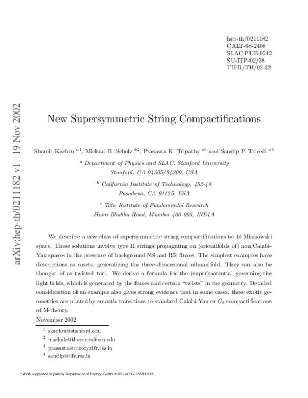 (PDF) New supersymmetric string compactifications