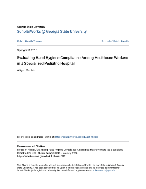 (PDF) Evaluating Hand Hygiene Compliance Among Healthcare Workers in a ...