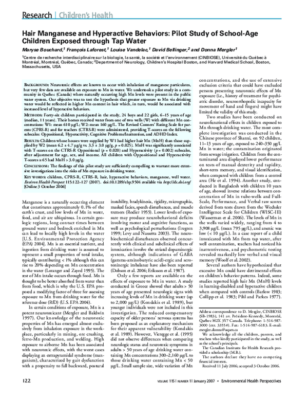 (PDF) Research | Children’s Health Hair Manganese and Hyperactive ...